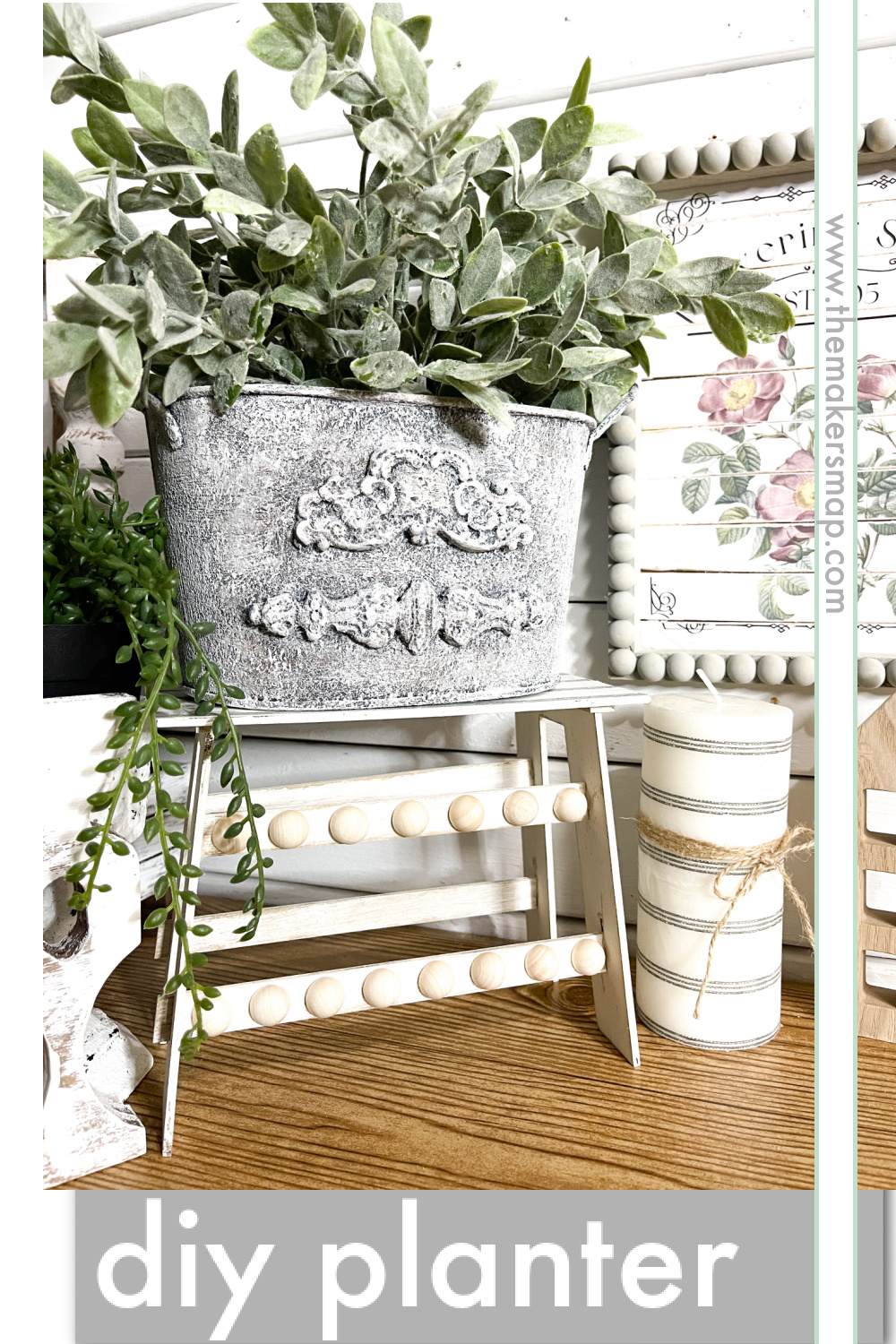 Faux Concrete Metal Planter