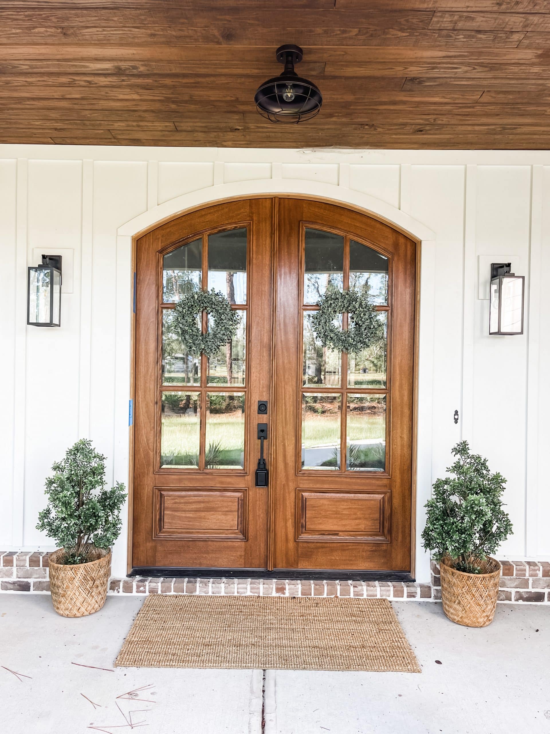 8 foot wood farmhouse entry front porch doors