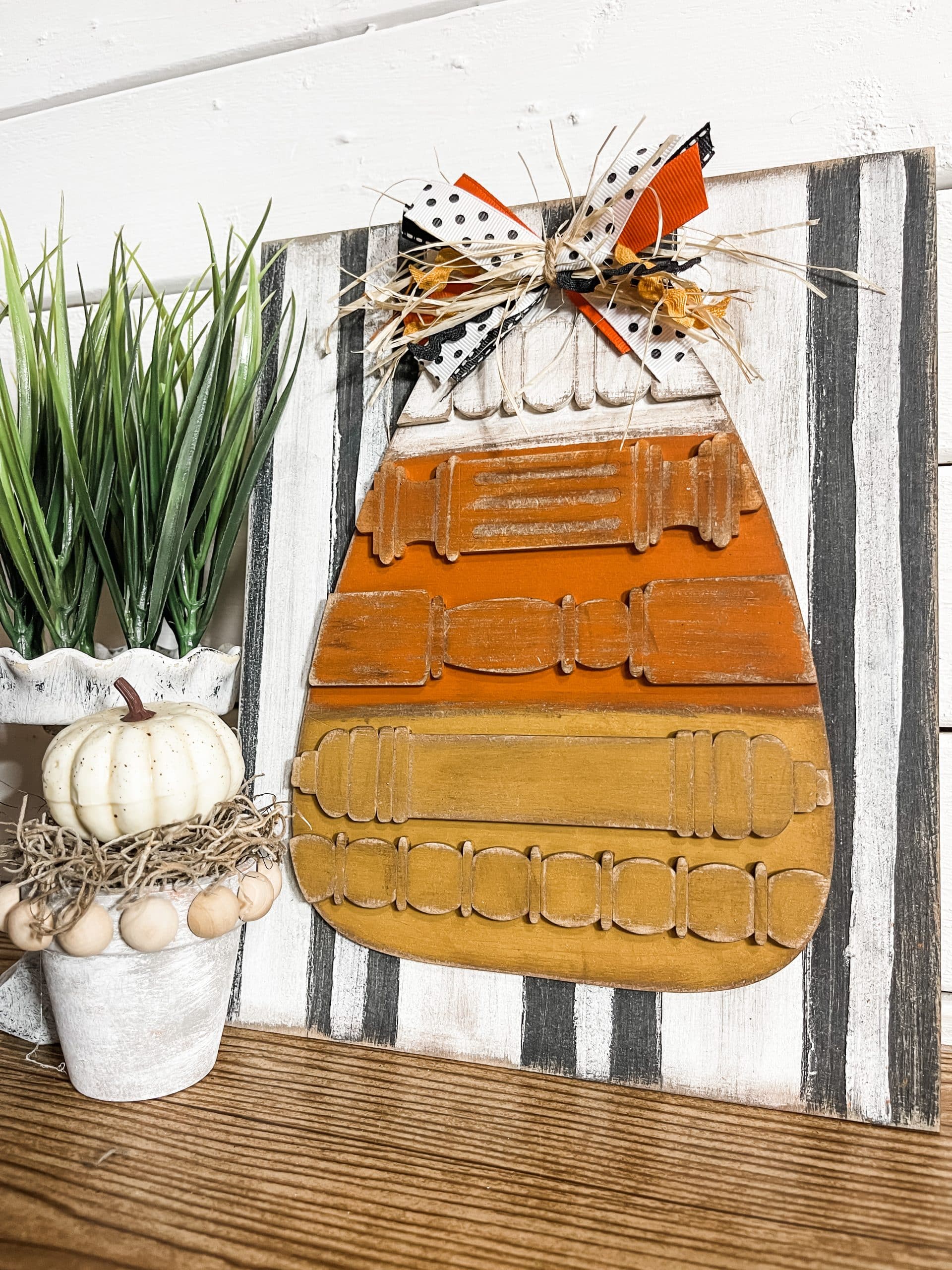 Spindle Candy Corn Fall Decor