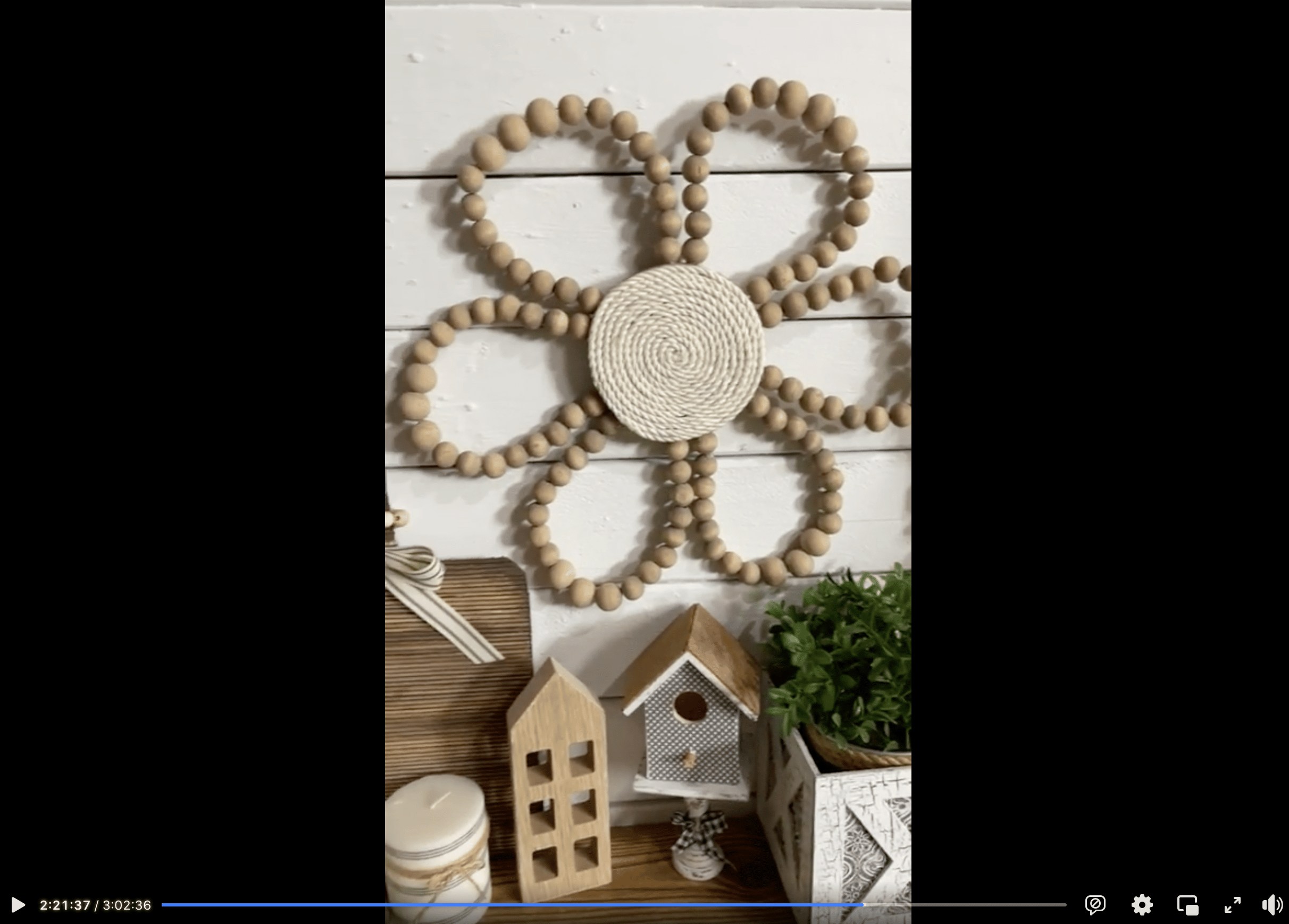 Wood Bead Flower - Neutral Home Decor