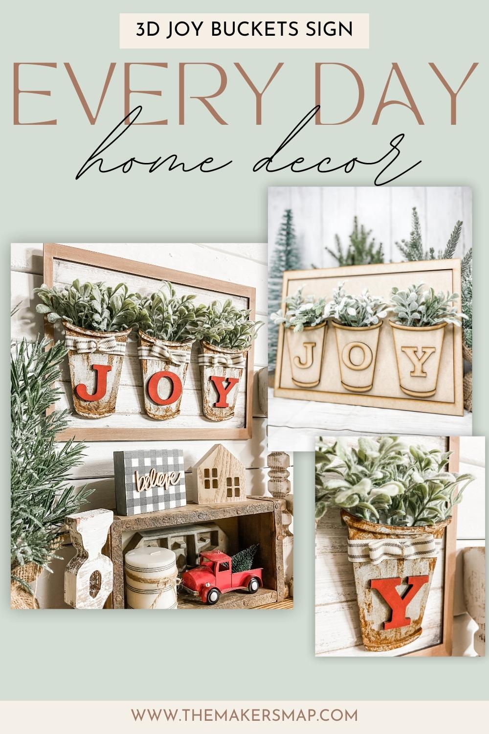 3D joy buckets sign