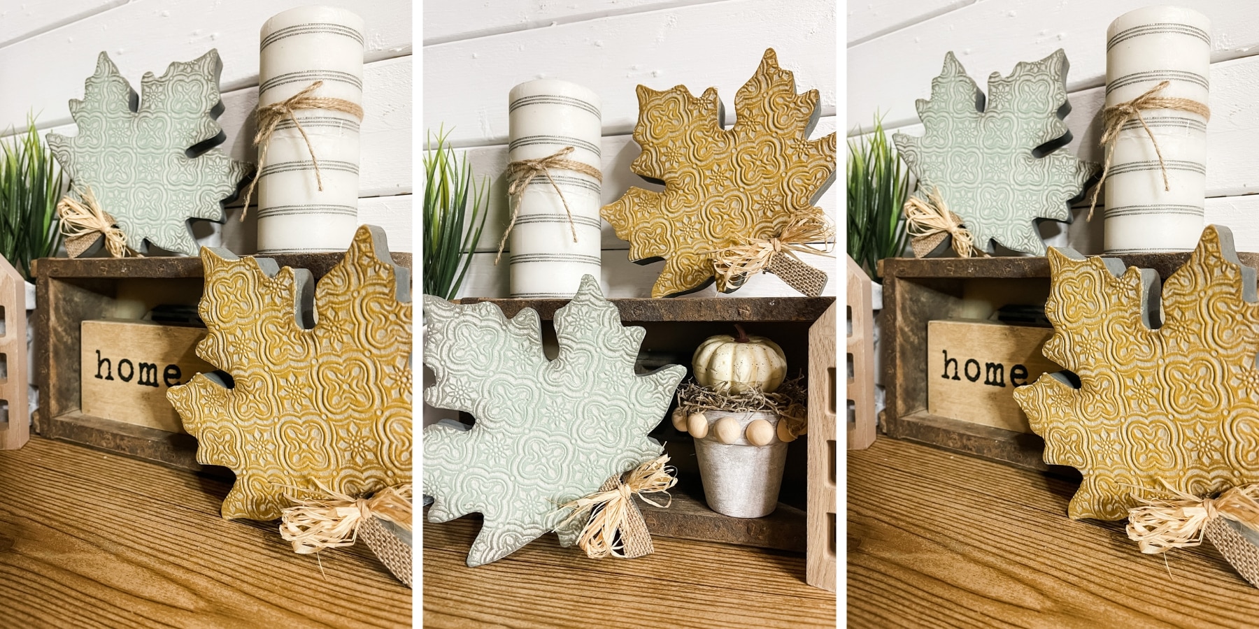 Decoupaged Decorative Leaves for Fall