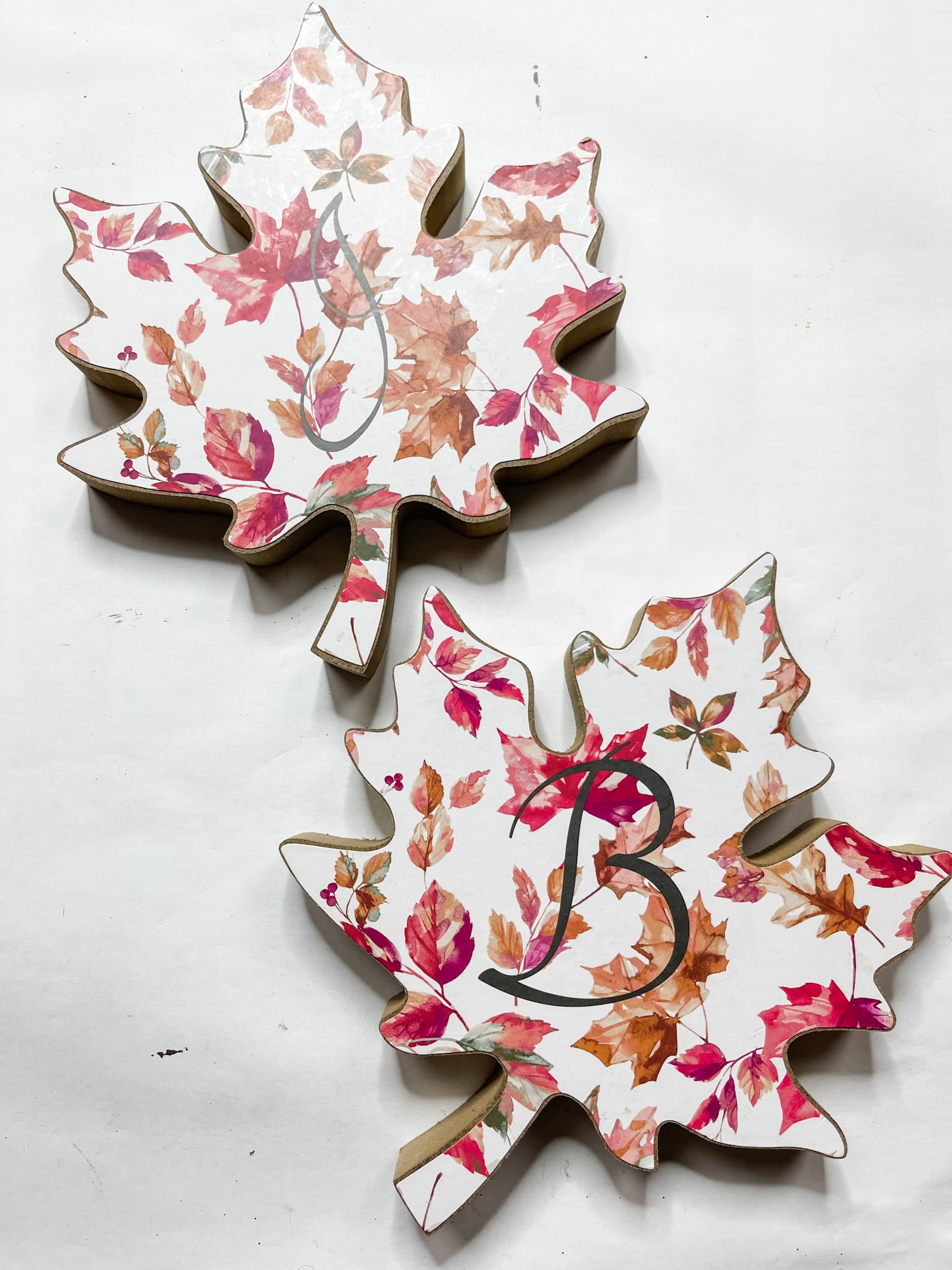 Decoupaged Decorative Leaves for Fall