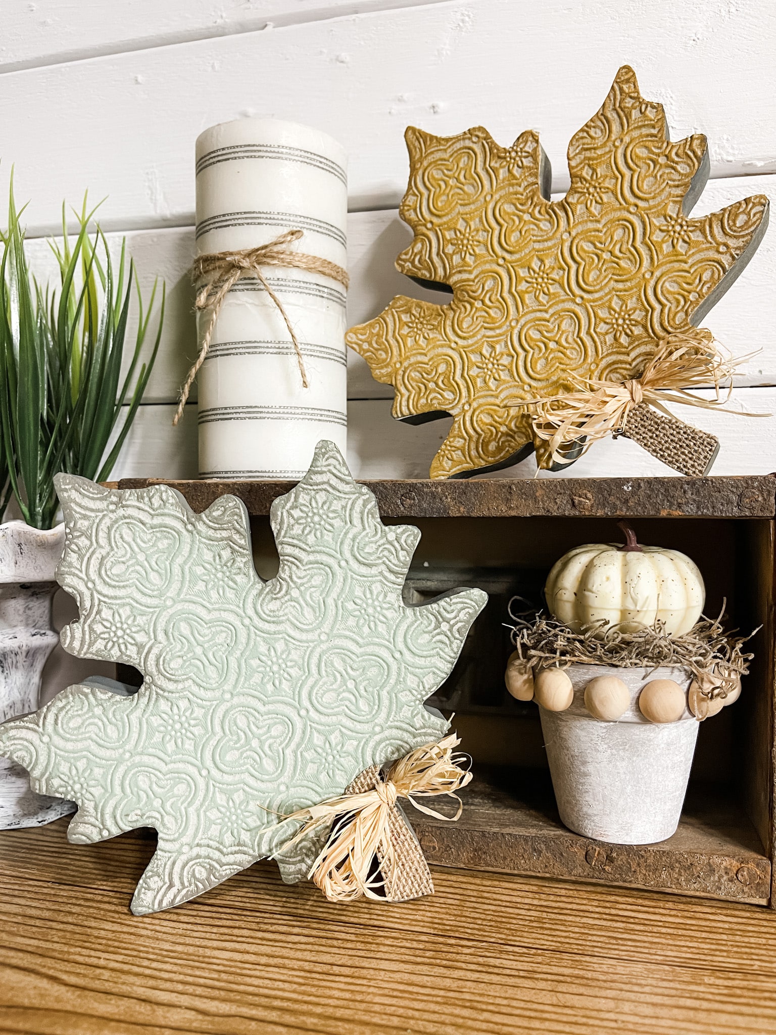 Decoupaged Decorative Leaves for Fall