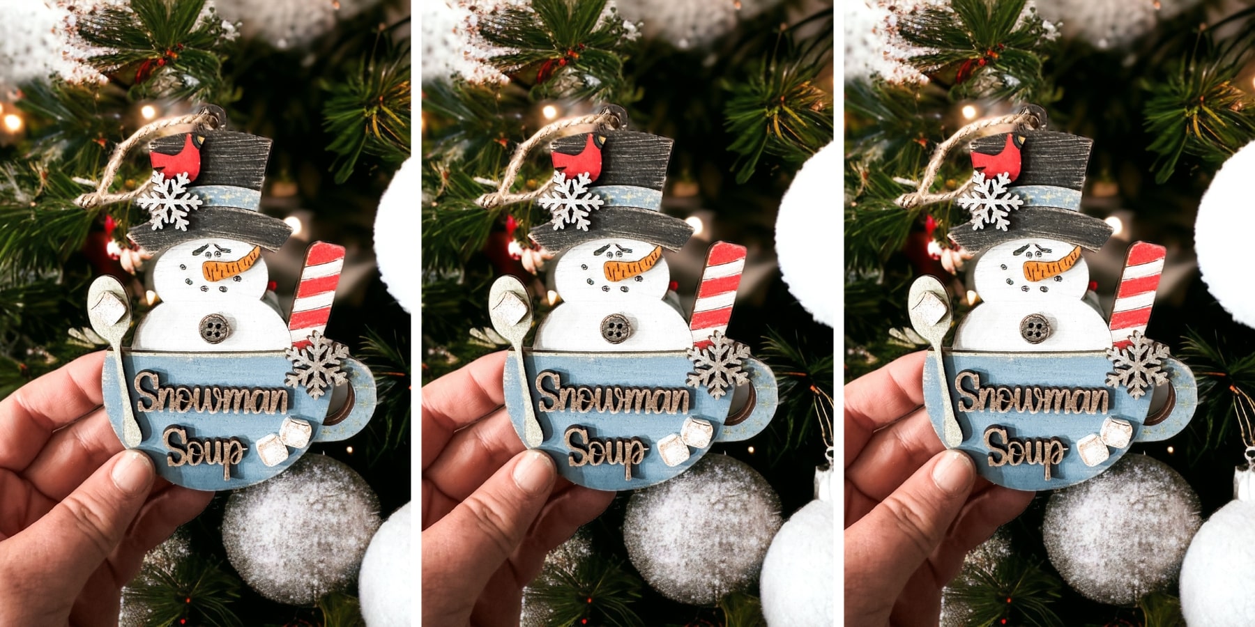 Whimsical Snowman Soup Ornament DIY