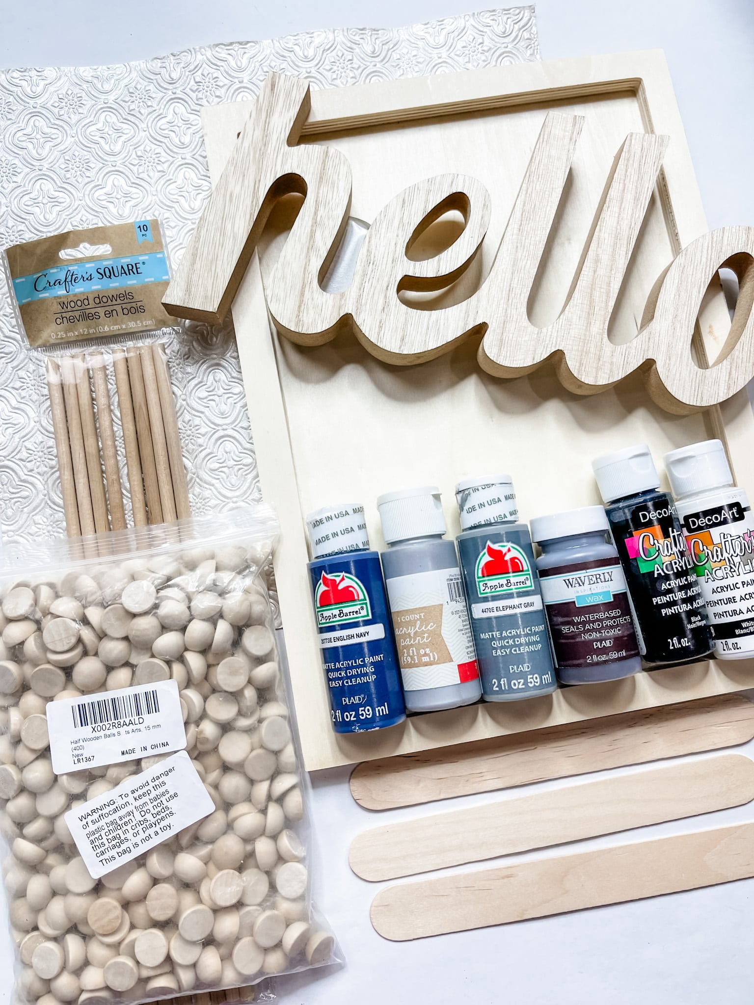 DIY Beaded Hello Wall Sign