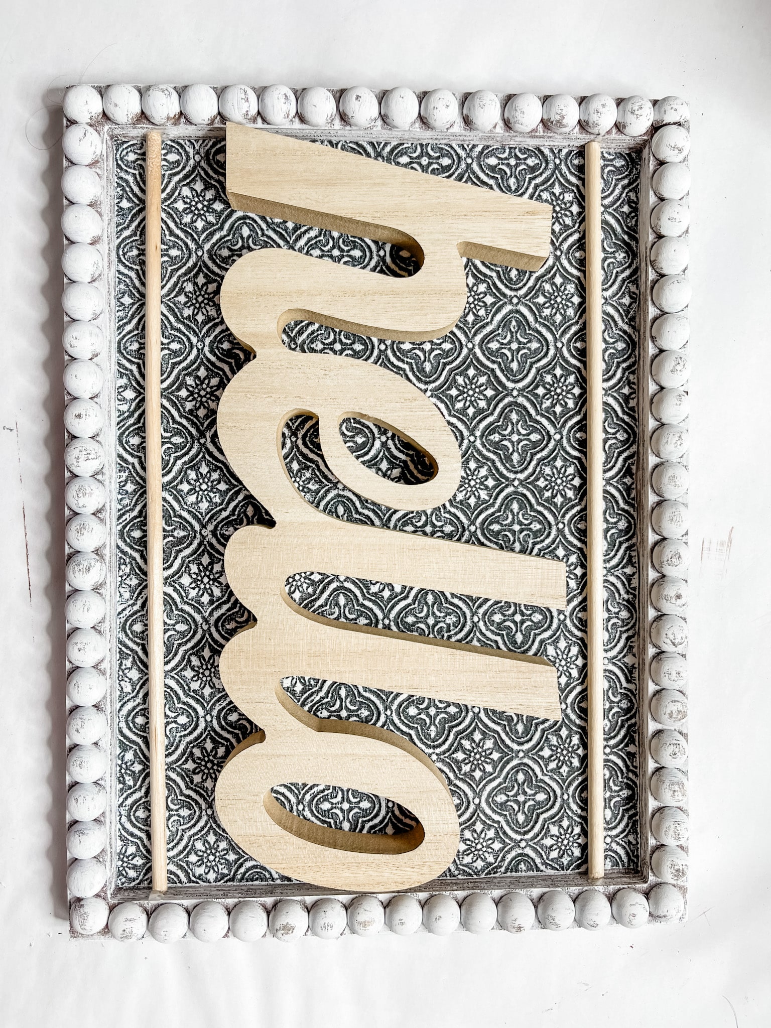 DIY Beaded Hello Wall Sign