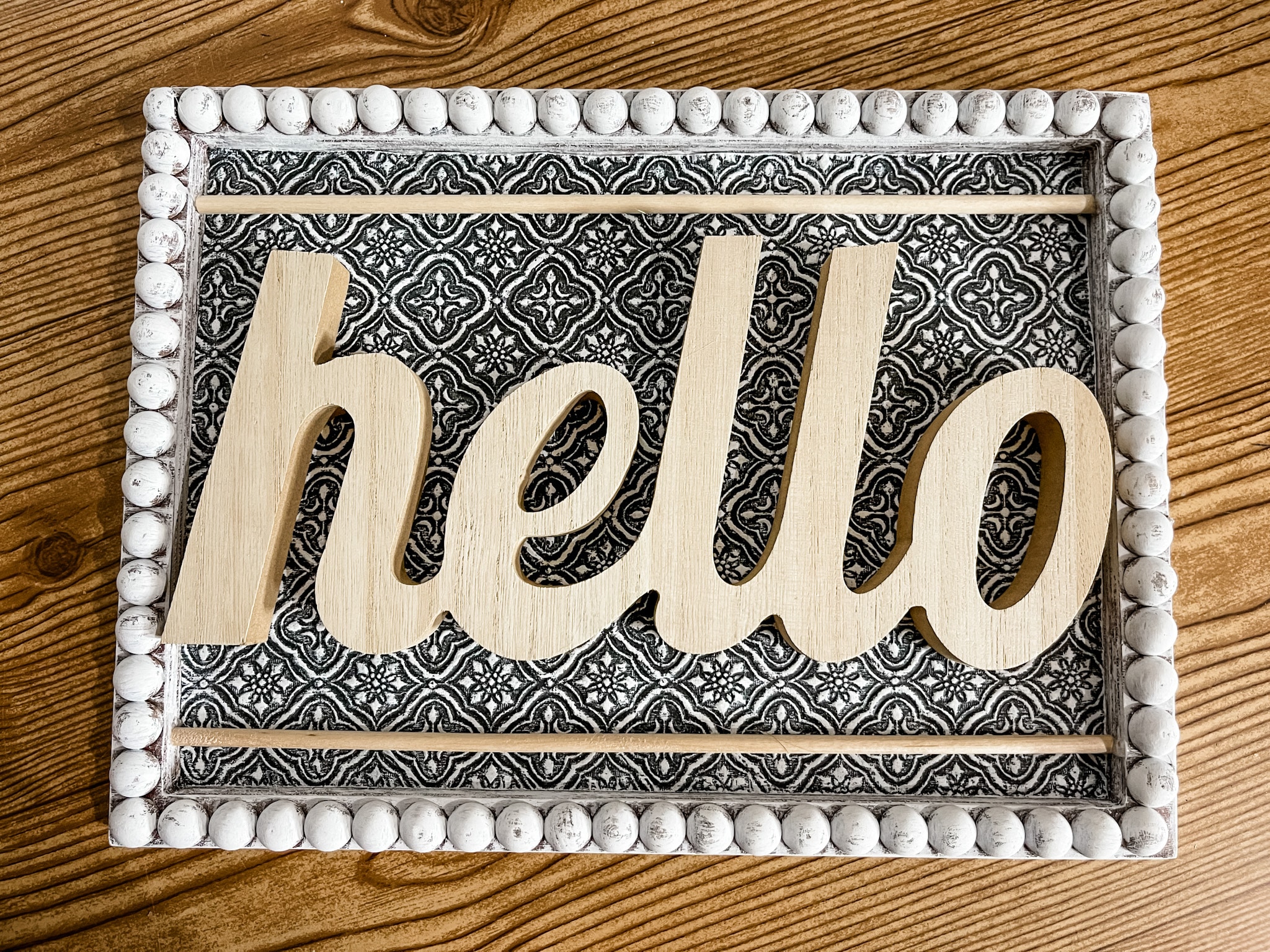 DIY Beaded Hello Wall Sign