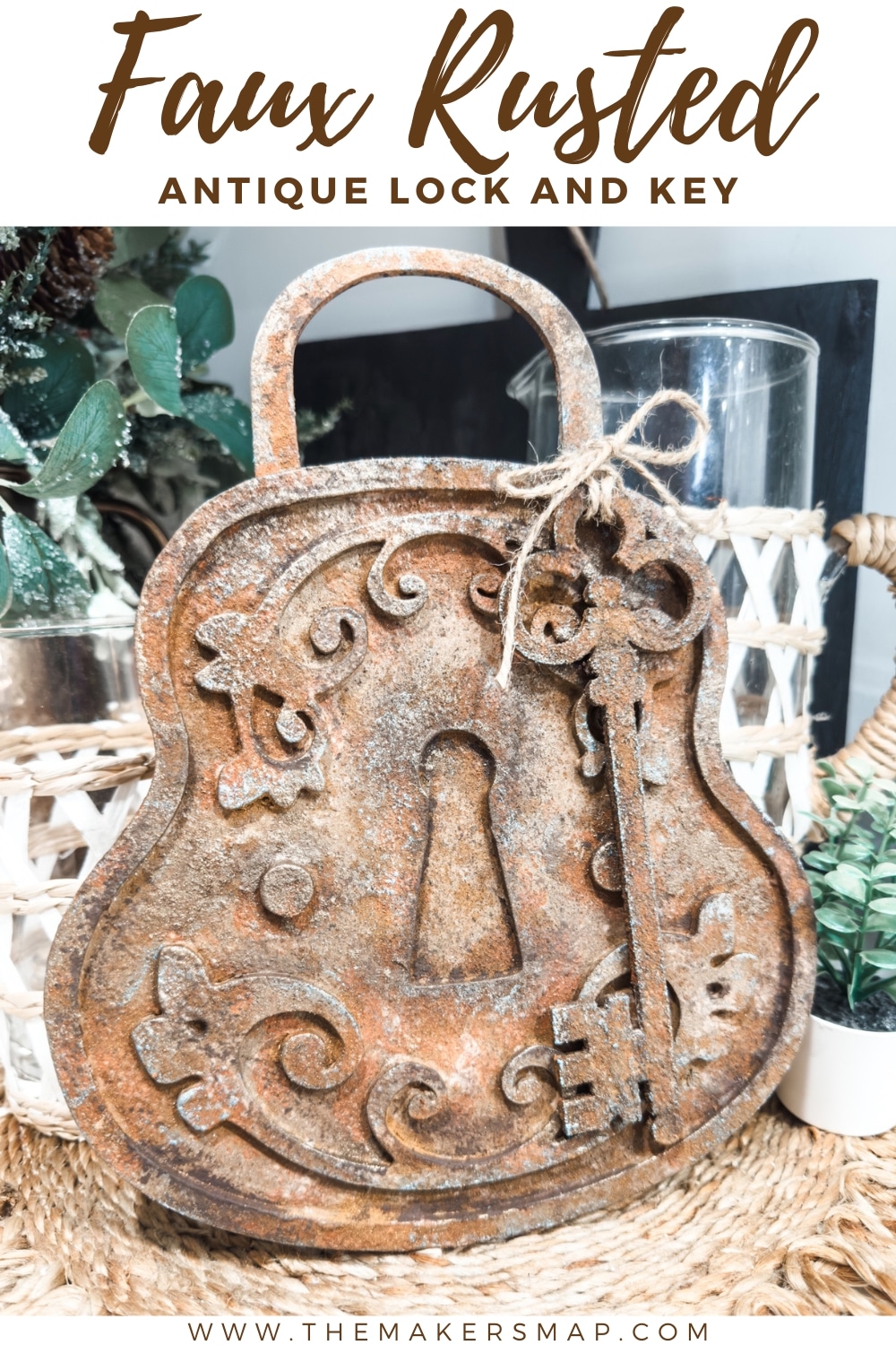 Faux Rusted Antique Lock and Key