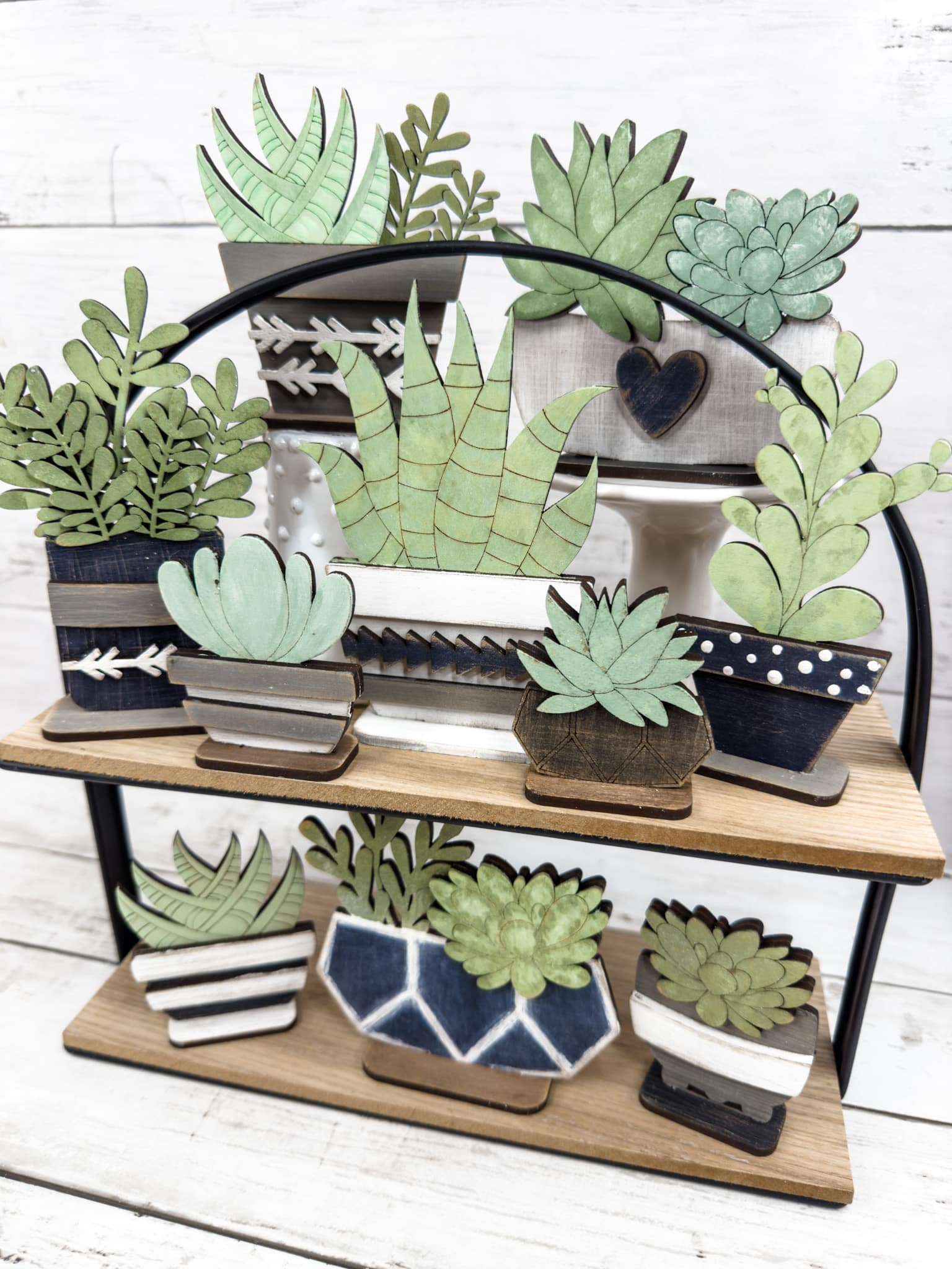 Set of Decorative Wooden Succulents