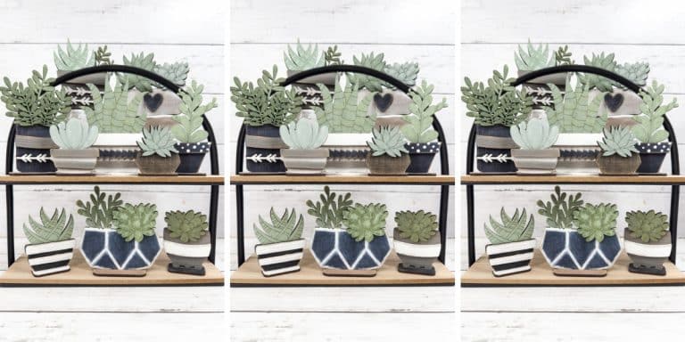 Set of Decorative Wooden Succulents