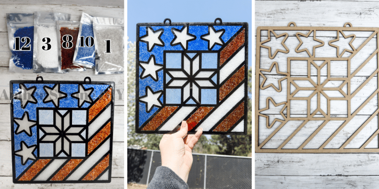 DIY Faux Stained Glass Patriotic Sun Catcher