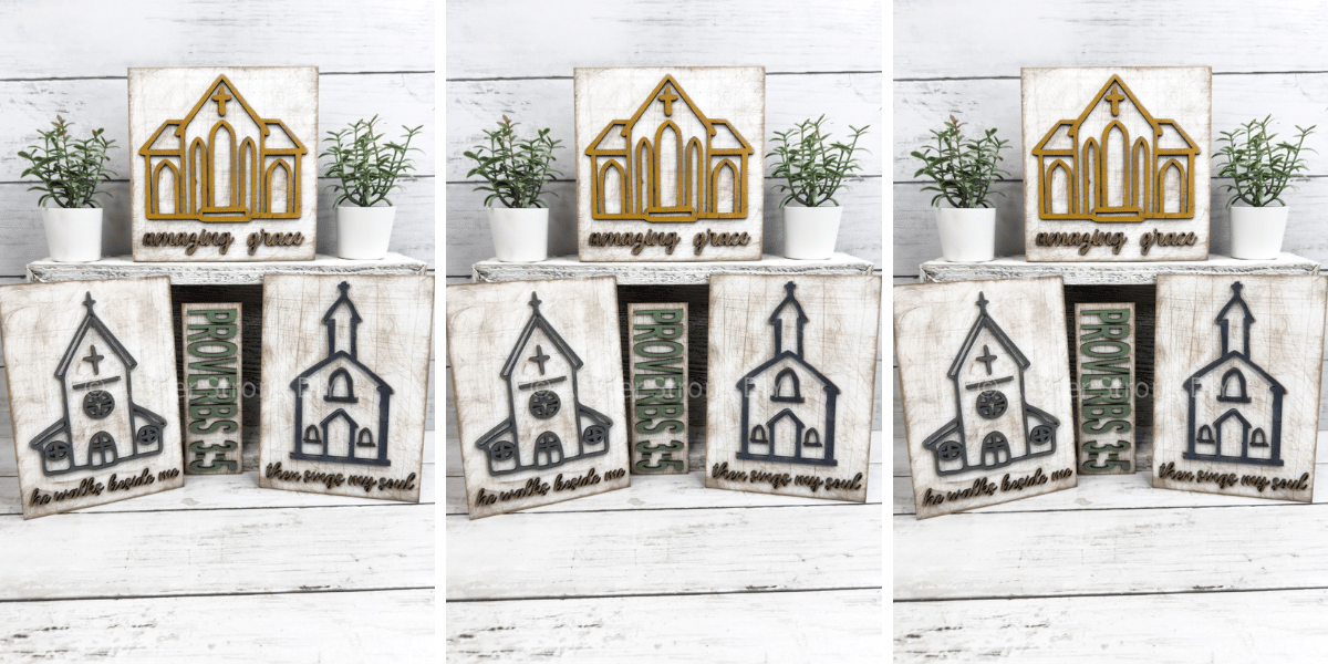 Farmhouse Churches and Scripture Signs DIY Kit