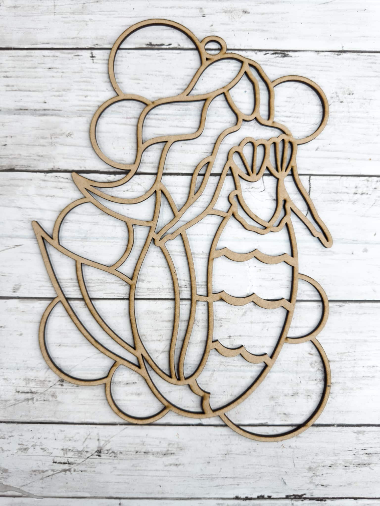 Faux Stained Glass Mermaid Suncatcher wooden outline