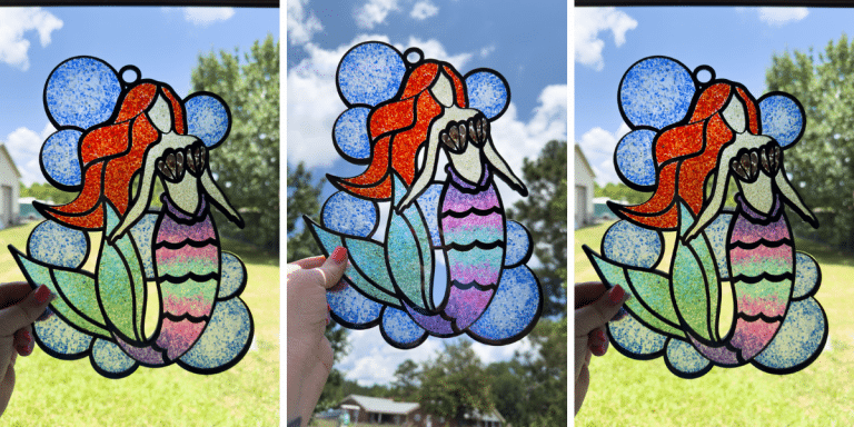 Faux Stained Glass Mermaid Suncatcher