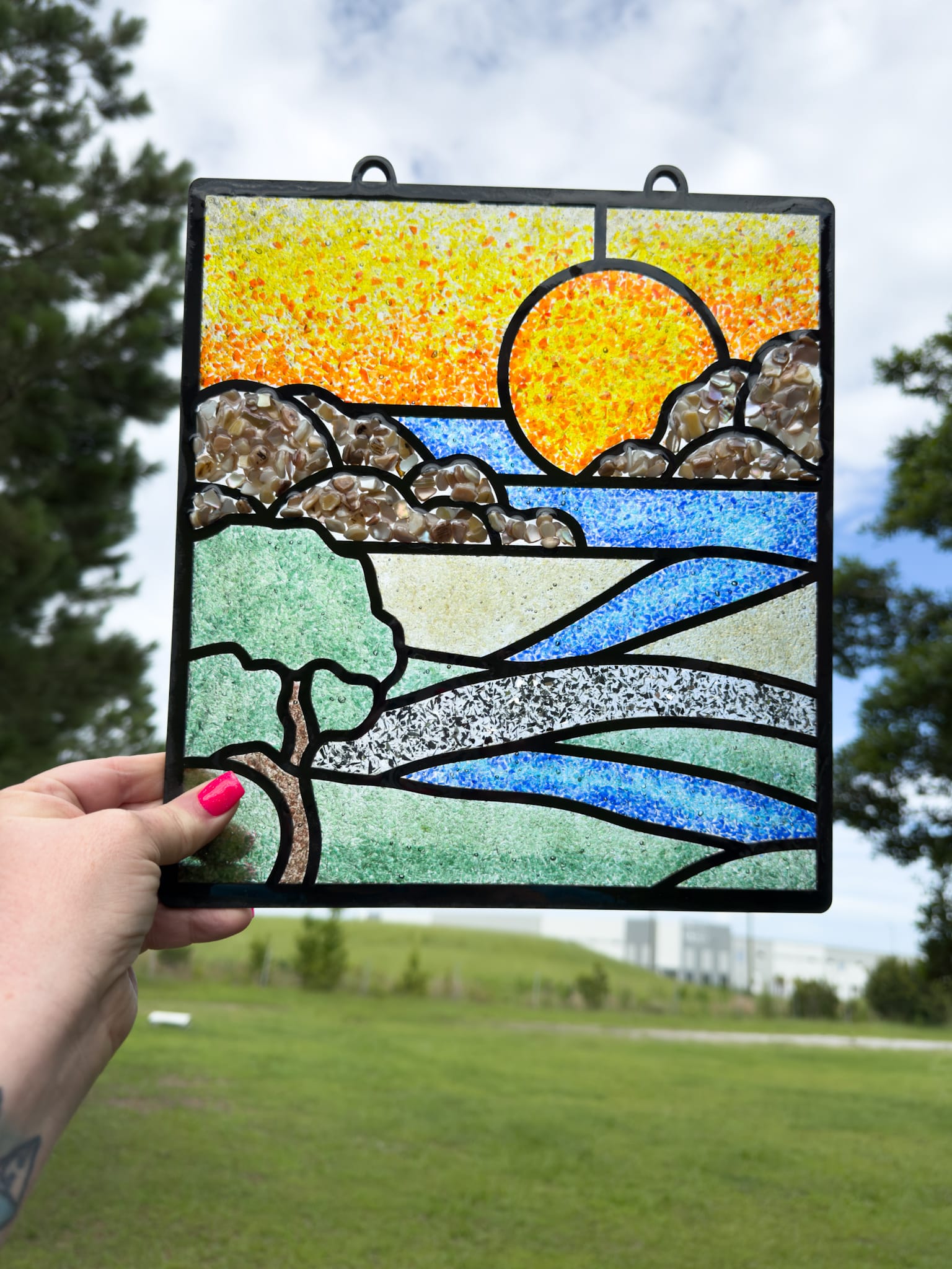 Scenic DIY Suncatcher -Faux Stained Glass Techniques