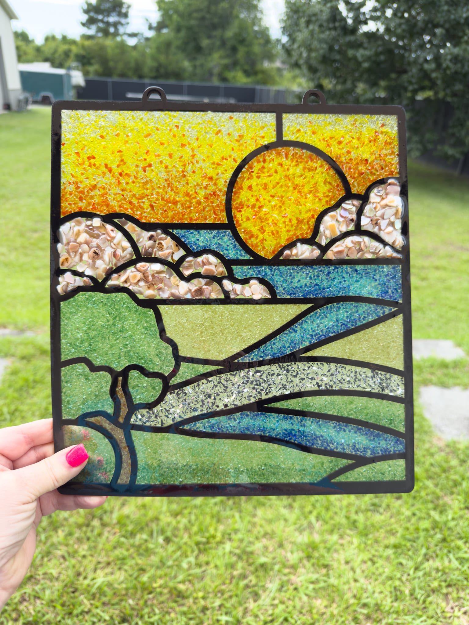 Scenic DIY Suncatcher -Faux Stained Glass Techniques