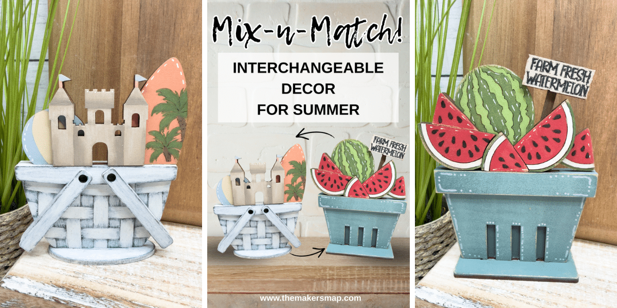 Interchangeable Decor for Summer: Watermelon and Sand Castle Inserts