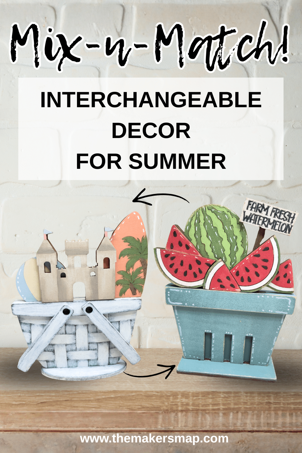 Interchangeable Decor for Summer: Watermelon and Sand Castle Inserts