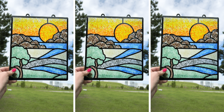 Scenic DIY Suncatcher -Faux Stained Glass Techniques