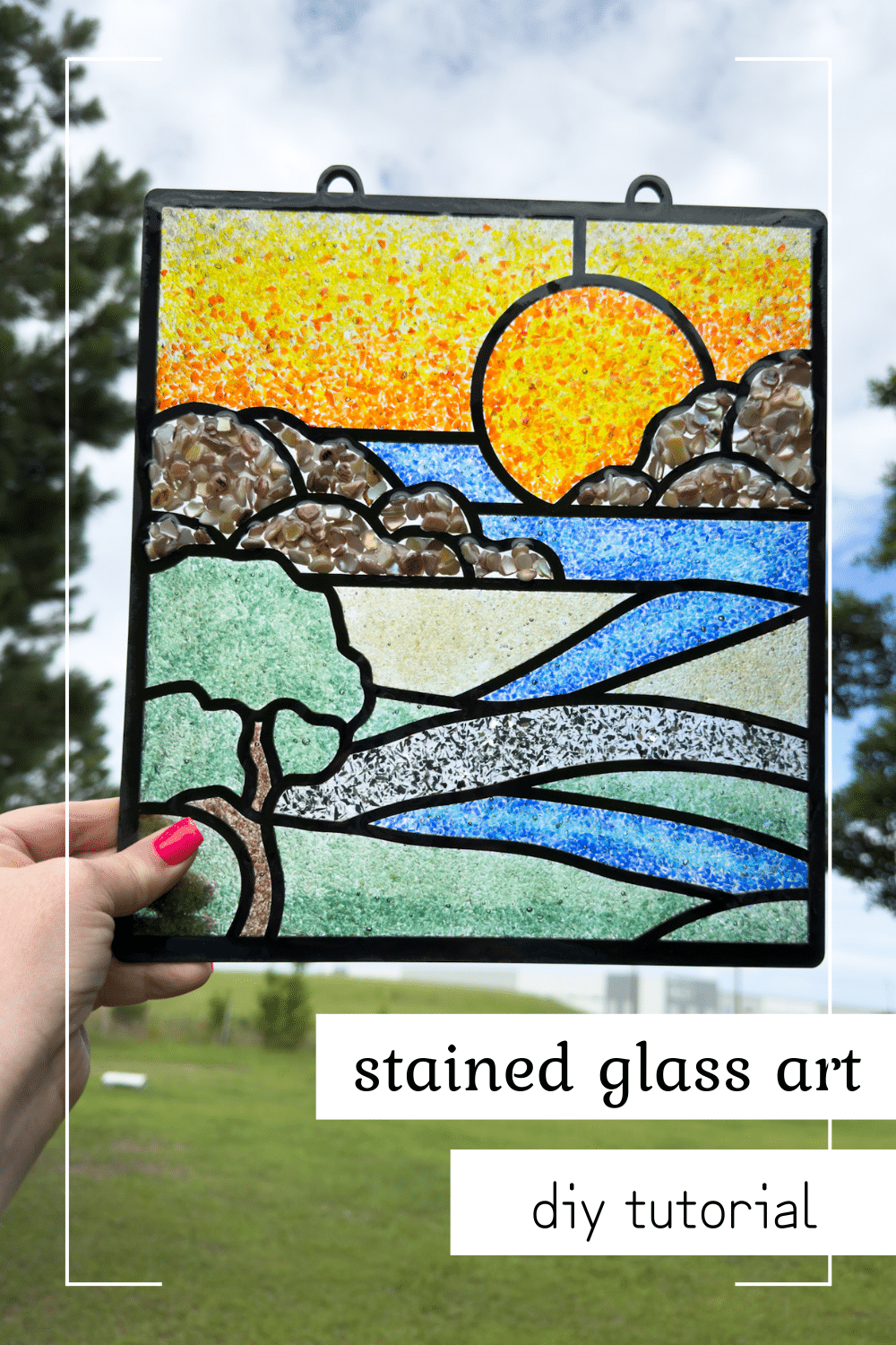Scenic DIY Suncatcher -Faux Stained Glass Techniques