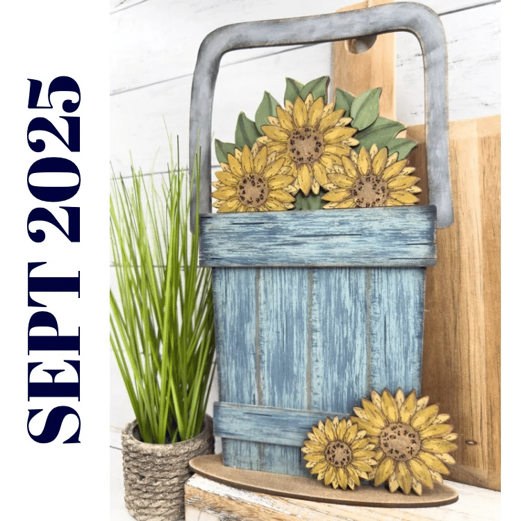 bucket with sunflowers diy craft kit painted and assembled