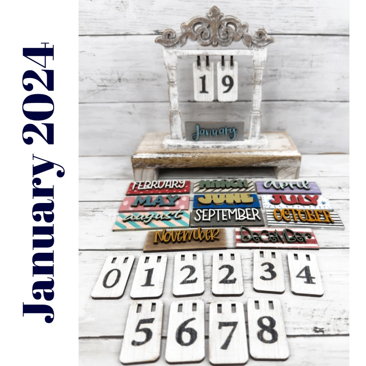 daily change calendar with months and number blocks