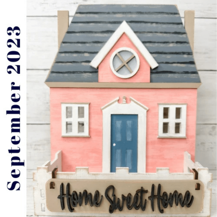 interchangeable box base house with home sweet home sign painted and displayed