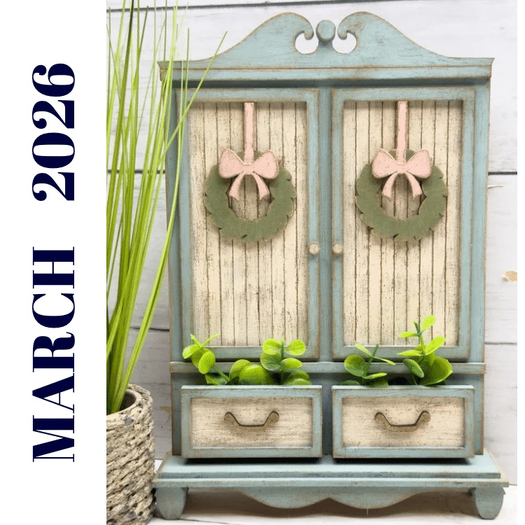 french farmhouse painted miniature hutch with greenery craft kit
