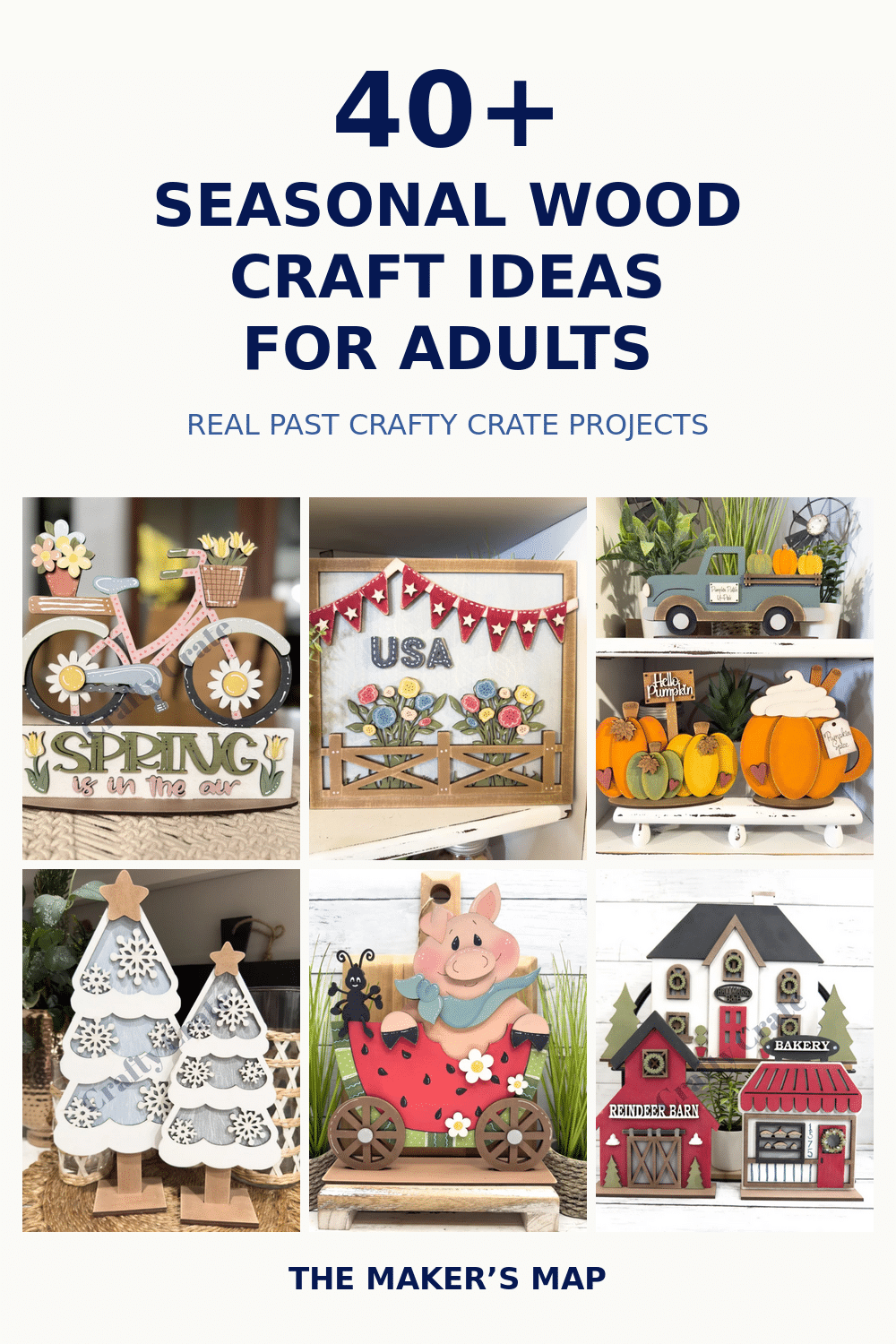 Seasonal wood craft ideas for adults from past Crafty Crate projects